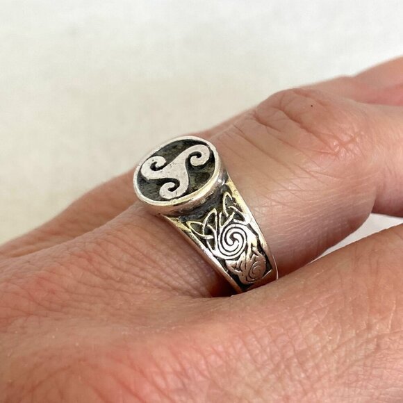 Sterling Silver 925 Signed PSCL Peter Stone Celtic Spiral Knot Band Ring Sz 7 - Picture 3 of 16